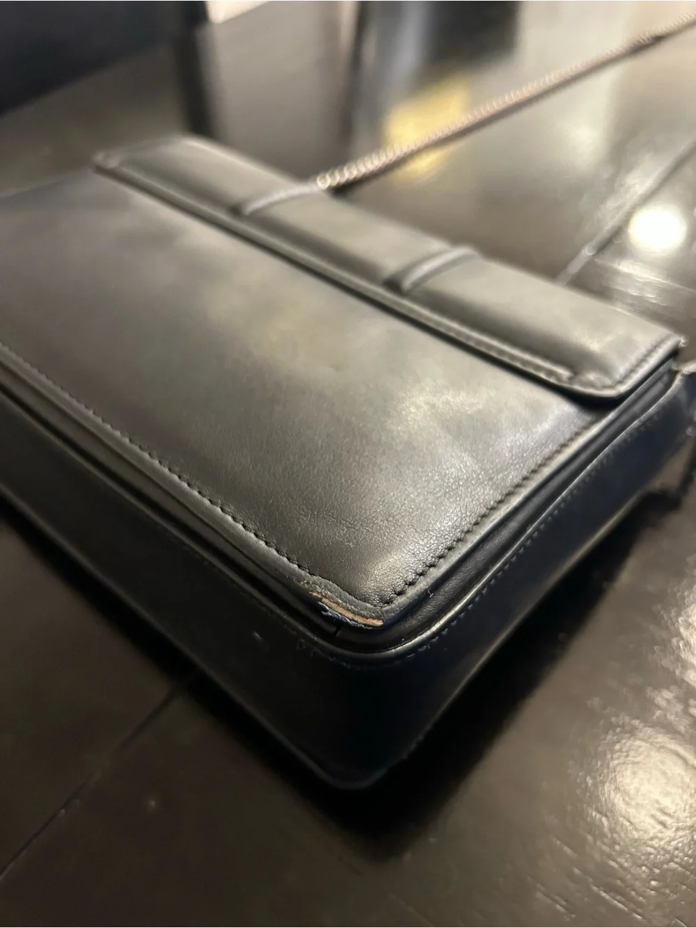 Lanvin Black Leather Chain Crossbody Bag